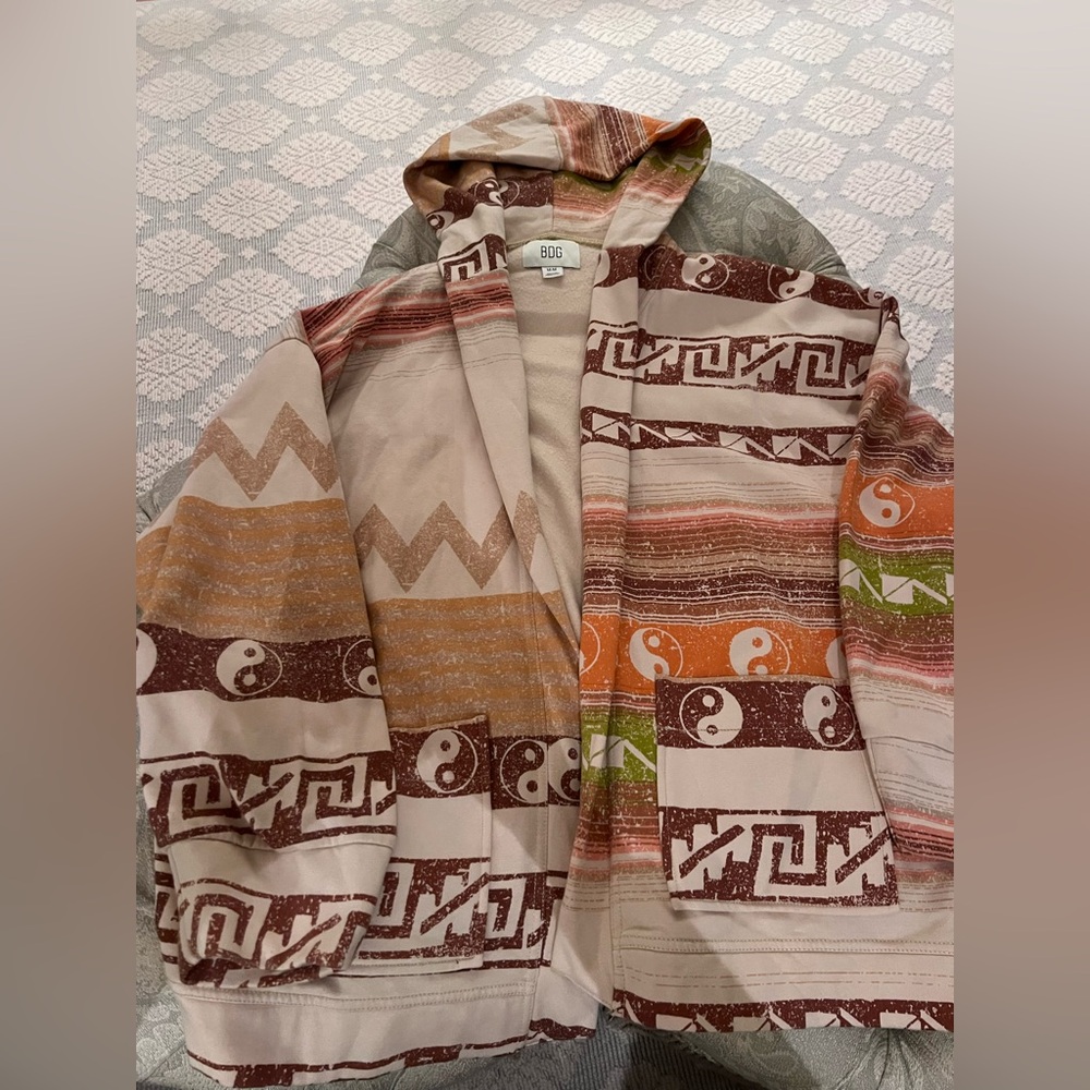 Boho Patterned Hooded Jacket from Urban Outfitters like new worn once.